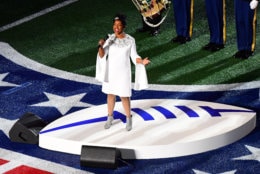 ATLANTA, GEORGIA - FEBRUARY 03: Gladys Knight performs the National Anthem prior to Super Bowl LIII between the New England Patriots and the Los Angeles Rams at Mercedes-Benz Stadium on February 03, 2019 in Atlanta, Georgia. (Photo by Scott Cunningham/Getty Images)