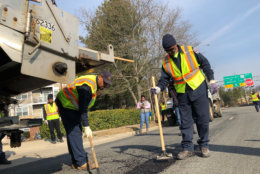 The county fills 16,000 potholes a year on average, Jones said. (WTOP/Kristi King)