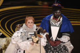 Melissa McCarthy, left, and Brian Tyree Henry present the award for best costume design at the Oscars on Sunday, Feb. 24, 2019, at the Dolby Theatre in Los Angeles. (Photo by Chris Pizzello/Invision/AP)