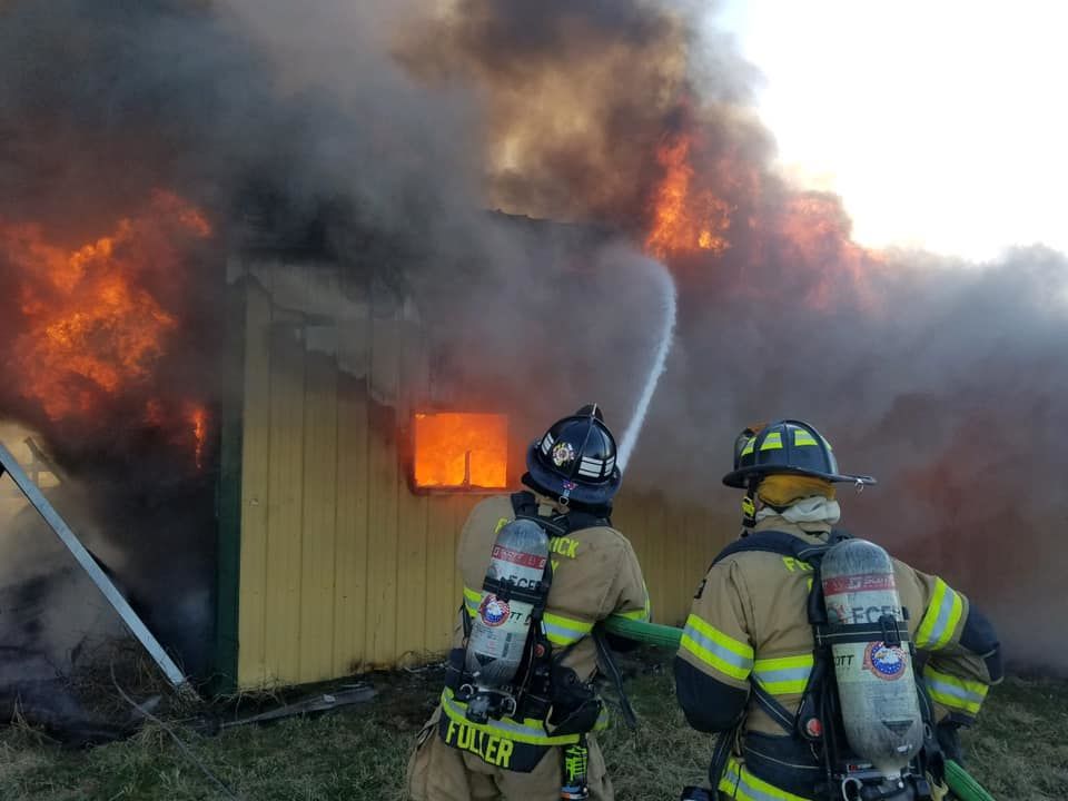 Frederick County, Maryland, firefighters battle a barn fire on Saturday, Feb. 9, 2019. (Courtesy Frederick County Fire and Rescue/Facebook)