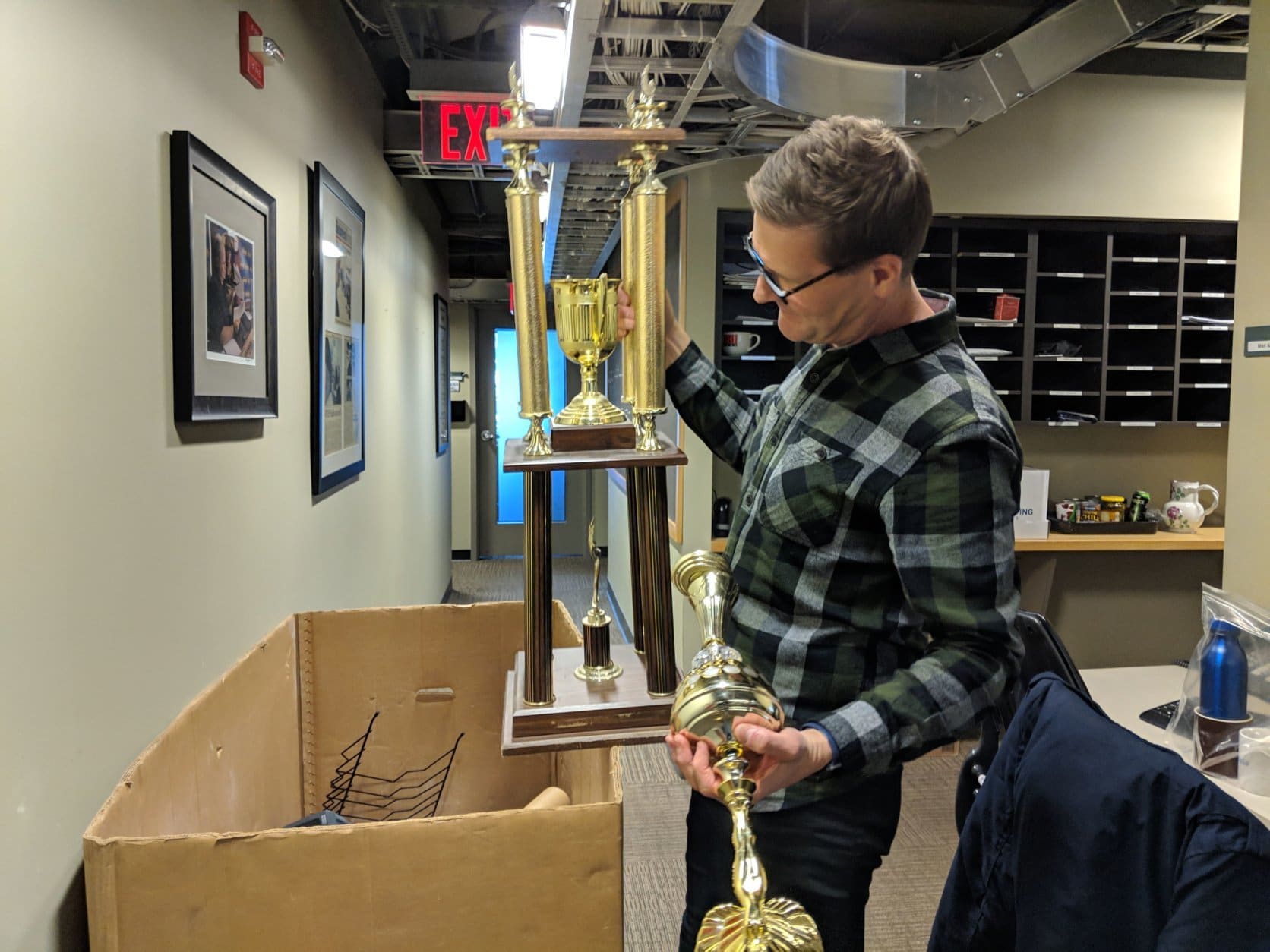 Much softball has been played, which means of course that many trophies have been won. Some needed a good home. Kyle Cooper claimed one for reasons he wasn't willing to discuss just yet. (WTOP/Jack Pointer)