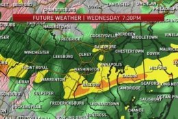 A cold rain will fall for almost everybody after 7 p.m. It could be moderate at times. There could be some isolated flooding issues.