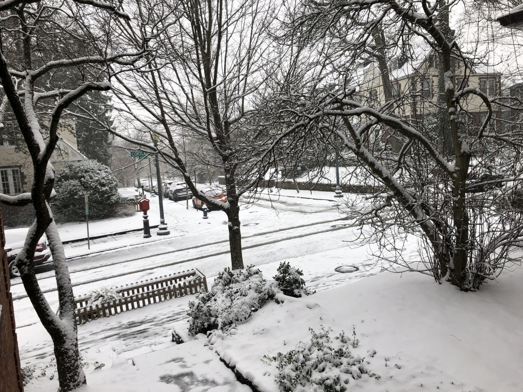 The District's Woodley Park got its fair share of snow Wednesday. (WTOP/Brennan Haselton)