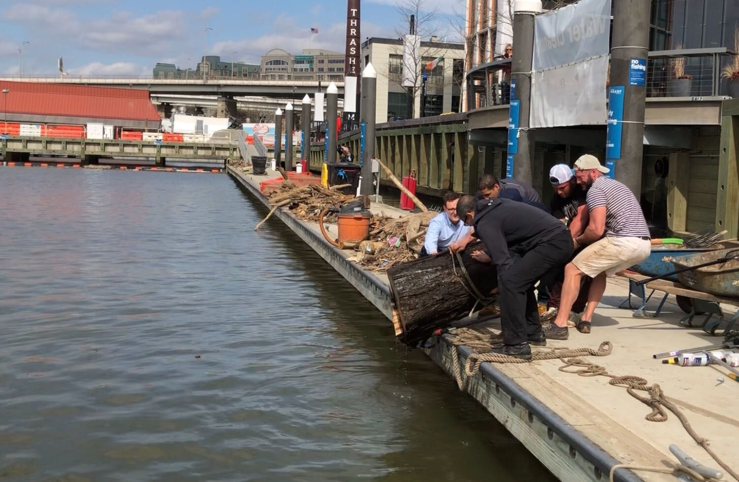 This log was a bear to break up into manageable sizes for removal. (WTOP/Kristi King)