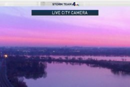 The beginning of the sunrise on the first day of spring in D.C. is seen. (Courtesy NBC Washington) 