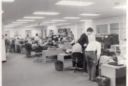 The old WTOP newsroom inside the Stuart building in Tenleytown. (Courtesy Dave Statter)