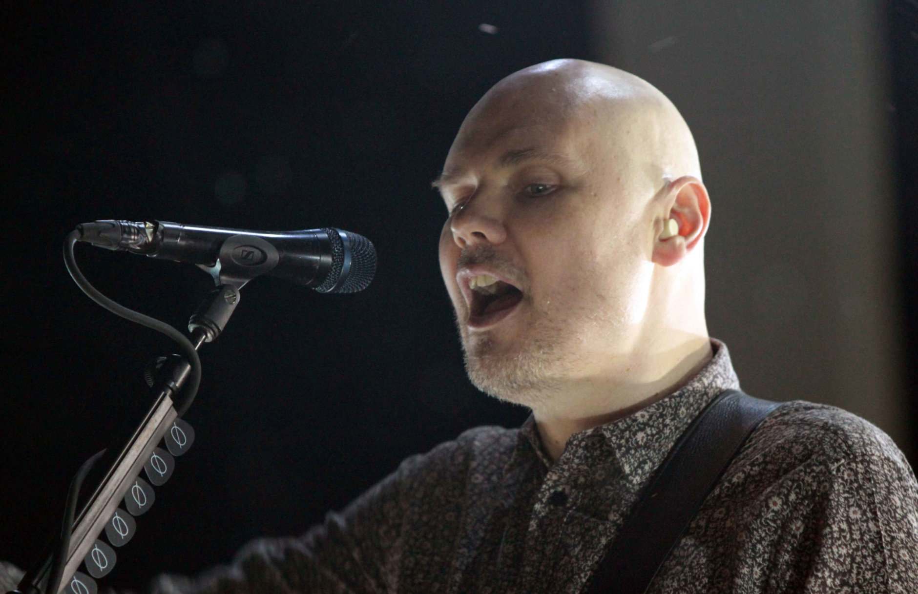 Billy Corgan with The Smashing Pumpkins performs during The Smashing Pumpkins &amp; Marilyn Manson: The End Times Tour at Aaron's Amphitheatre on Saturday, July 25, 2015, in Atlanta. (Photo by Robb D. Cohen/Invision/AP)
