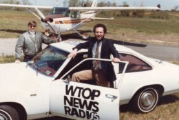 WTOP's Bob Marbourg (left) and Dave Statter covered traffic during the early '80s. Back then, it meant taking to the skies. (Courtesy Dave Statter)