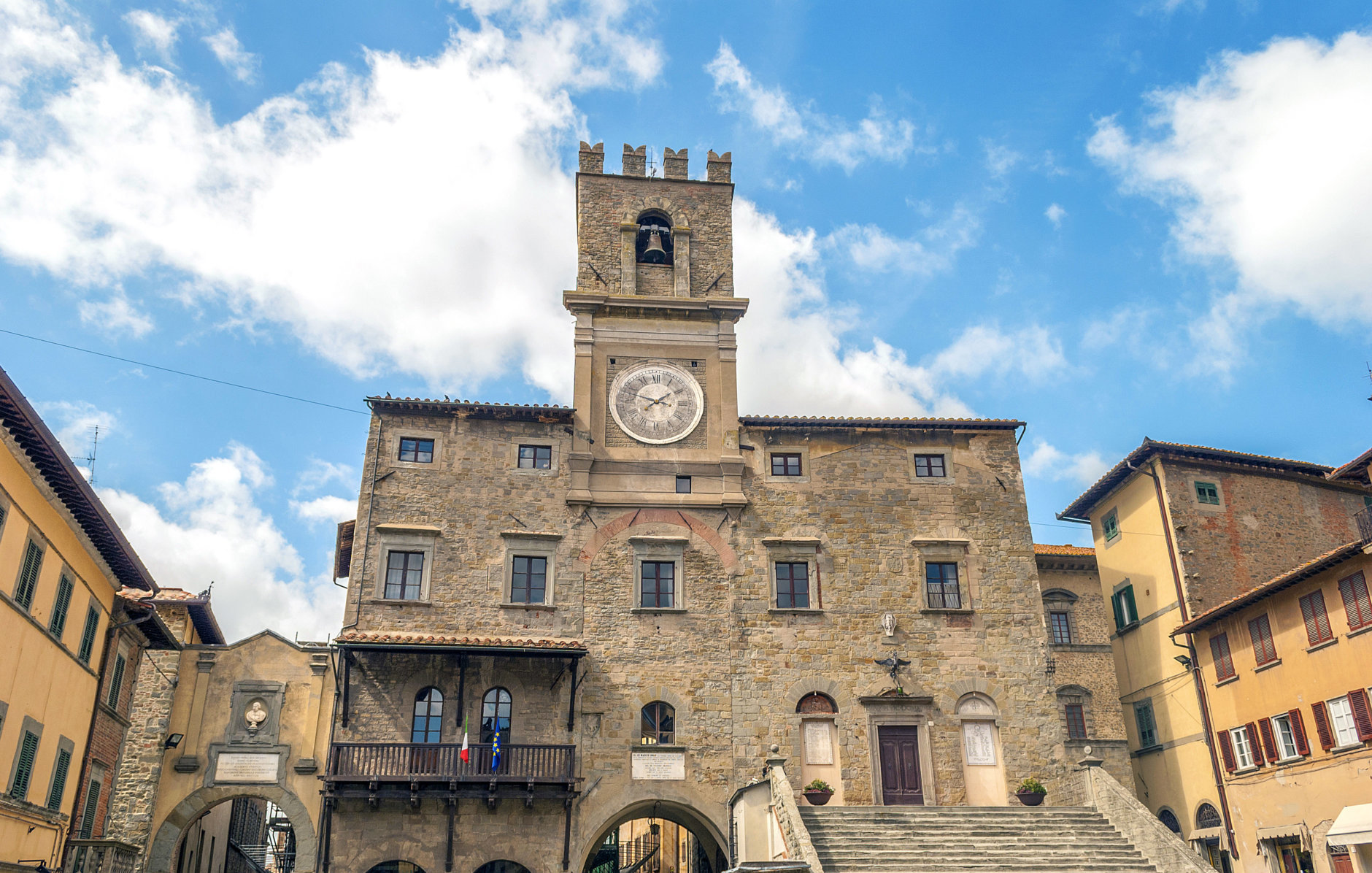 view of the town hall in the medieval city of Cortona, Tuscan , Italy