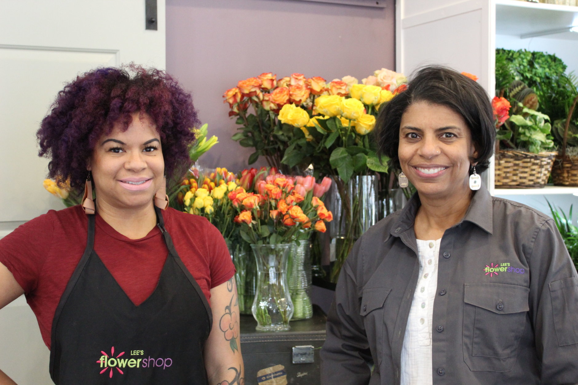 Sisters Stacie Banks and Kristi Lee began purchasing Lee's Flower and Card from their father in 2012. Today, they run the shop together. (WTOP/Hallie Mellendorf)