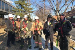 DC Firefighter rescue team that planned and executed the rescue of the stranded tower worker. (WTOP/Dick Uliano)