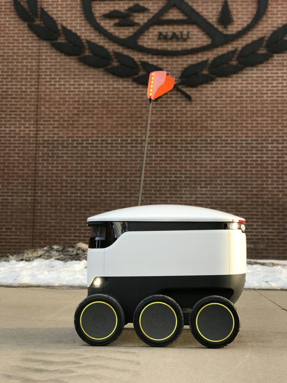 Gaithersburg-based Sodexo USA and Starship Technologies plan to continue adding campus locations to their food delivery robot partnership. (Courtesy Starship Technologies)