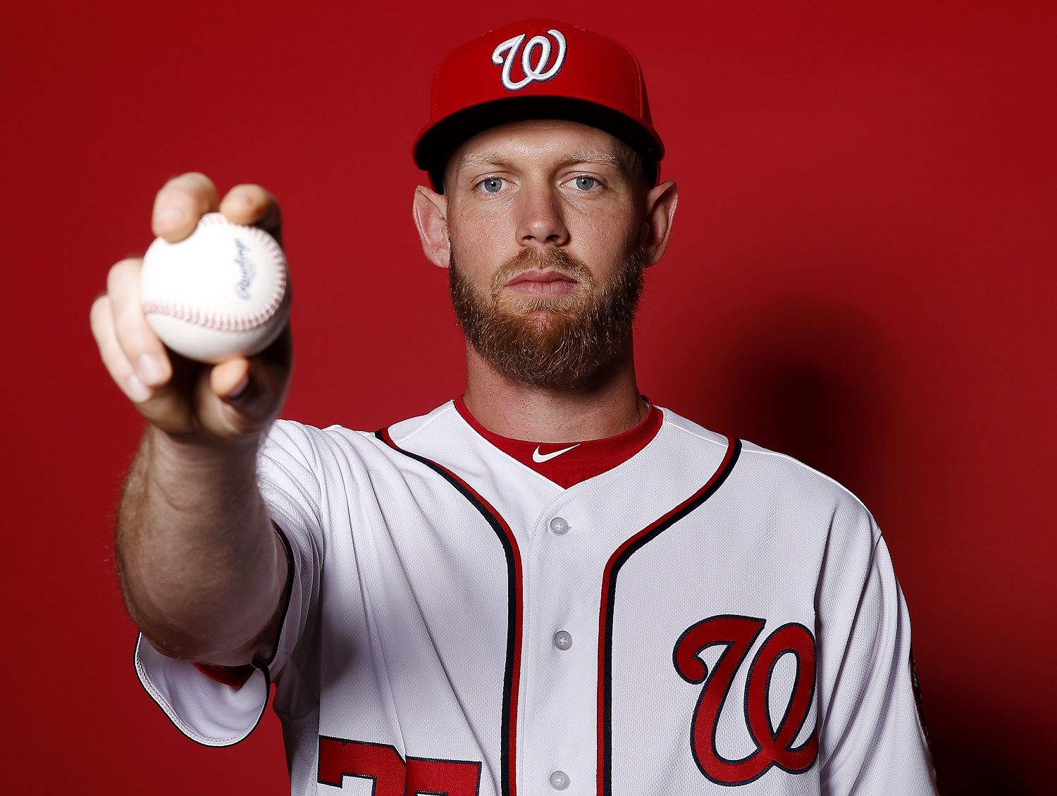 WEST PALM BEACH, FLORIDA - FEBRUARY 22:  Stephen Strasburg #37 of the Washington Nationals poses for a portrait on Photo Day at FITTEAM Ballpark of The Palm Beaches during on February 22, 2019 in West Palm Beach, Florida. (Photo by Michael Reaves/Getty Images)