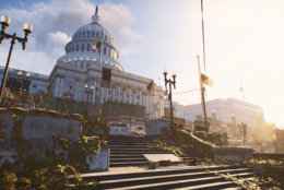 The Capitol Building is in ruins in Division 2. (A long view of the Capitol Building in ruins in Division 2. (Courtesy Ubisoft/Massive)
