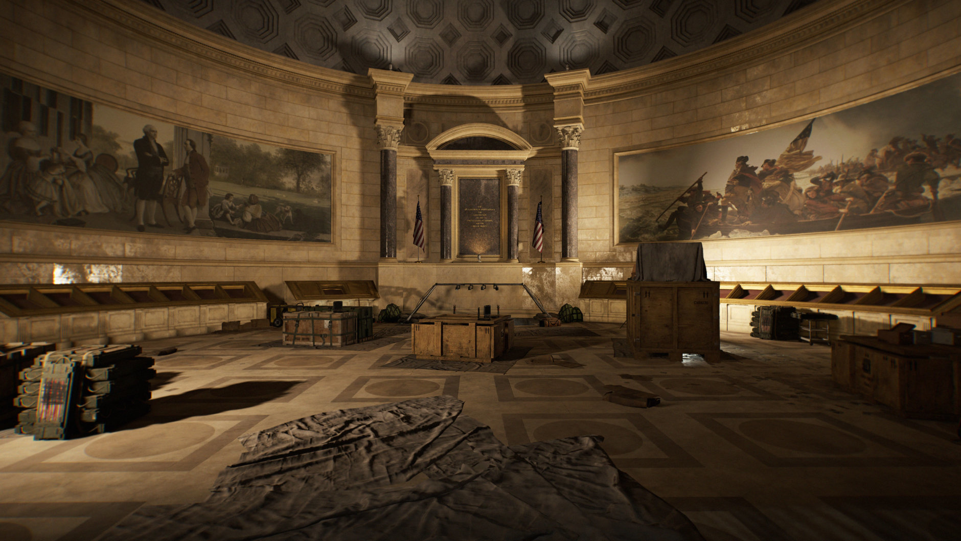 Inside the National Archives is a scene of destruction in The Division 2. (Courtesy Ubisoft/Massive)