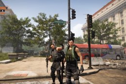 WTOP's Ginger Whitaker and her husband as their in-game counterparts in The Division 2. (WTOP/Ubisoft/Massive)