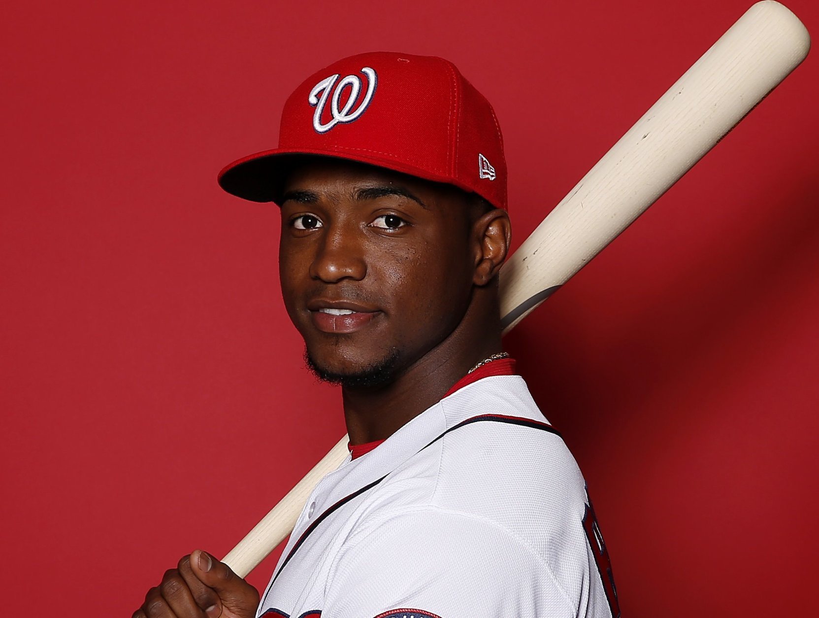 WEST PALM BEACH, FLORIDA - FEBRUARY 22:  Victor Robles #16 of the Washington Nationals poses for a portrait on Photo Day at FITTEAM Ballpark of The Palm Beaches during on February 22, 2019 in West Palm Beach, Florida. (Photo by Michael Reaves/Getty Images)
