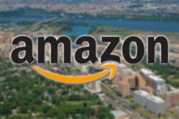 Amazon logo with Crystal City in the background