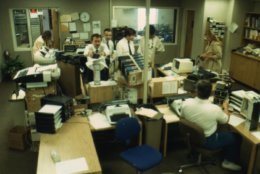 Another view of the old WTOP newsroom inside the Stuart building in Tenleytown. (Courtesy Jamie McIntyre)