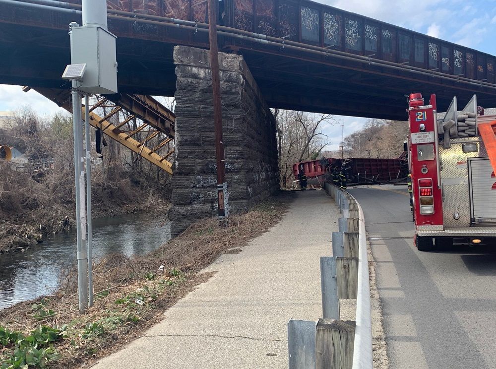 No one was injured after nine train cars derailed in Baltimore, Maryland, on Friday. (Courtesy Baltimore City Fire Department)