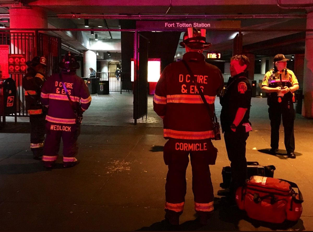 Passengers on a Red Line train outside Fort Totten station had to be evacuated Thursday night. (Courtesy D.C. Fire and EMS)