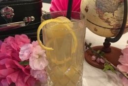Opaline Bar & Brasserie is offering its Fleur de Cerisier cocktail, featuring Suntory Whisky Toki, Cherry Blossom tea, honey infused ice cubes and soda for $14. (Courtesy Opaline Bar & Brasserie) 
