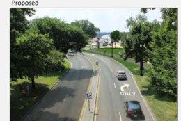 National Park Service renderings of the Rock Creek Parkway looking southbound toward the exit for Memorial Bridge. (Courtesy National Park Service)