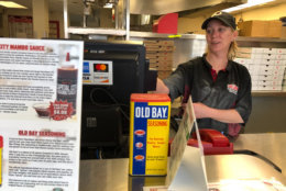 "We've been sending them pizzas to help out," said Holly Evans at the Papa John's. "Anything [donated] that can help, if it's in small quantities we can get it down to them to have it dropped off." (WTOP/Kristi King)