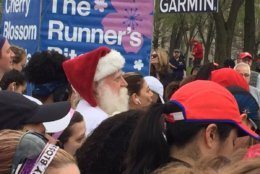 Even Santa Claus made an appearance at the Cherry Blossom 10 Miler. (WTOP/John Domen)