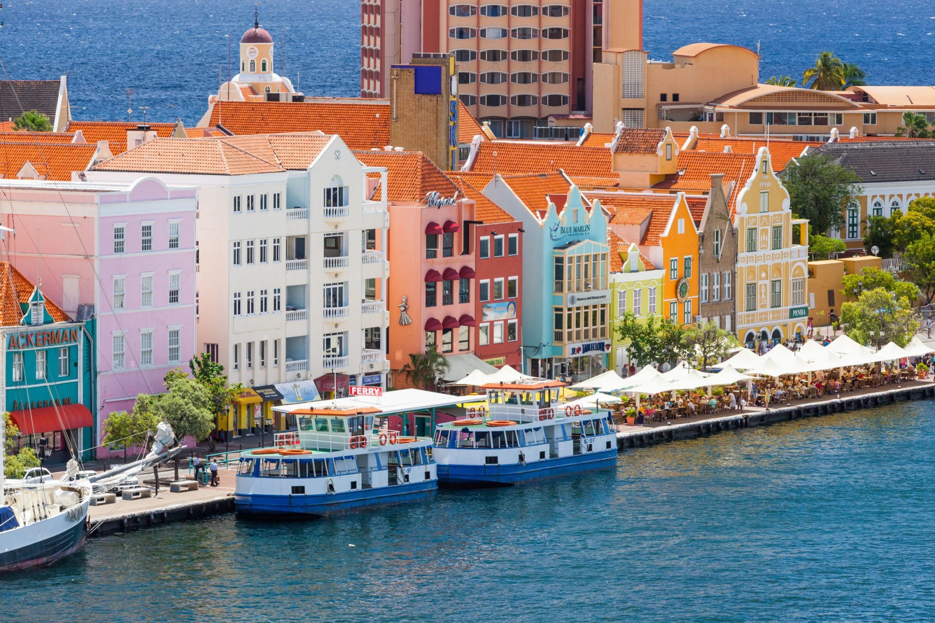 Beautiful architecture  downtown Willemstad, Curacao