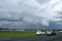 A severe thunderstorm north of Landover was heading toward Bowie and intensifying Friday afternoon. (WTOP/Dave Dildine)