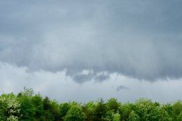 Small, pseudo funnels were dangling beneath the updraft of the storm Friday afternoon as it passed through Anne Arundel County. (WTOP/Dave Dildine)