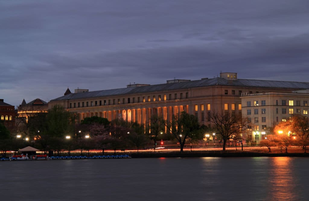 The Bureau of Engraving and Printing building in Washington, D.C.