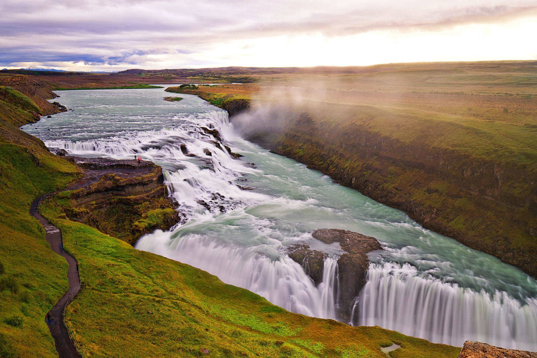 The immense power and grandeur of Gullfoss Waterfall in Iceland exhibits different moods.