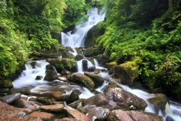 Waterfall in Killarney National Park, County Kerry, Ireland, long exposure