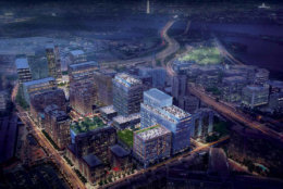 Amazon HQ2 at the new National Landing area is shown in a rendering. 