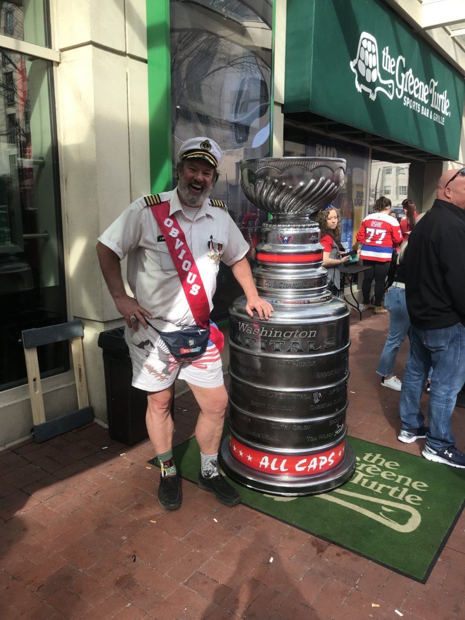 Captain Obvious with the Stanley Cup. (Courtesy Ed Twomey) 