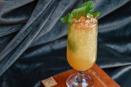 Dirty Habit, the bar at the Hotel Monaco in Penn Quarter, has a peach julep brunch punch for Derby day. (Raquel Sharma for Kimpton Hotels)