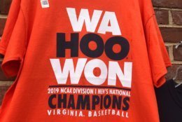 A T-shirt marks the historic NCAA national championship game win of the University of Virginia men's basketball team.  (WTOP/Michelle Basch)