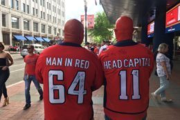 Fans gather outside Capital One Arena before Game 5 between the Washington Capitals and the Carolina Hurricanes on Saturday, April 20, 2019. (WTOP/Liz Anderson)