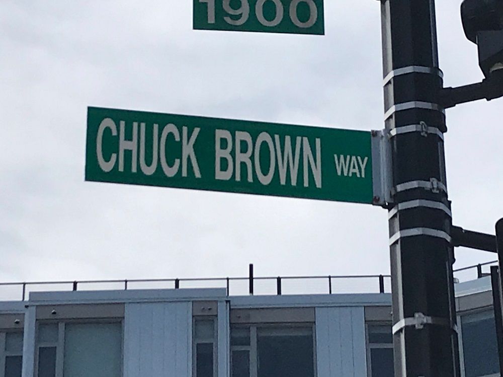  A street named for the godfather of go-go, Chuck Brown, is near the store. Go-go music originated in D.C. and activists said attempts to silence a store that has played it for the last 24 years is erasure of D.C.'s history and culture. (WTOP/Michelle Basch)
