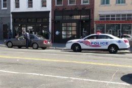 During the enforcement effort Wednesday, vehicles were pulled over near the intersection of 14th and U streets in Northwest D.C. (WTOP/Kristi King)