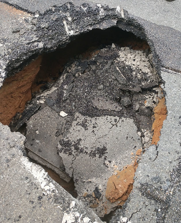 A hole in River Road has sparked emergency repairs. (Courtesy Maryland State Highway Administration)