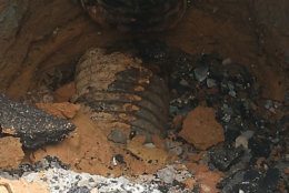 Maryland highway officials say this broken pipe caused the hole in River Road. Emergency crews are working through the weekend to patch up the road. (Courtesy Maryland State Highway Administration)