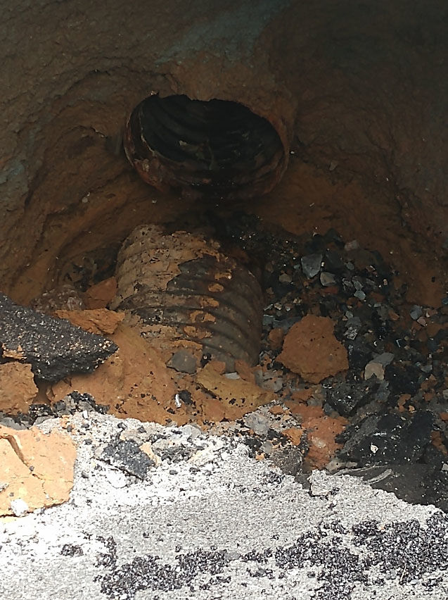 Maryland highway officials say this broken pipe caused the hole in River Road. Emergency crews are working through the weekend to patch up the road. (Courtesy Maryland State Highway Administration)