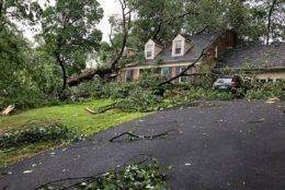 Thursday's storms blew down trees and damaged a home in Frederick County, Maryland. (Courtesy Frederick County Fire and Rescue)