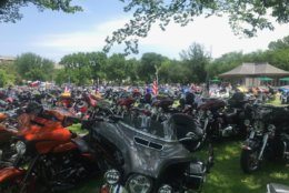 Motorcycles fill the areas around the National Mall fro the 2019 Rolling Thunder event. (WTOP/Dick Uliano)