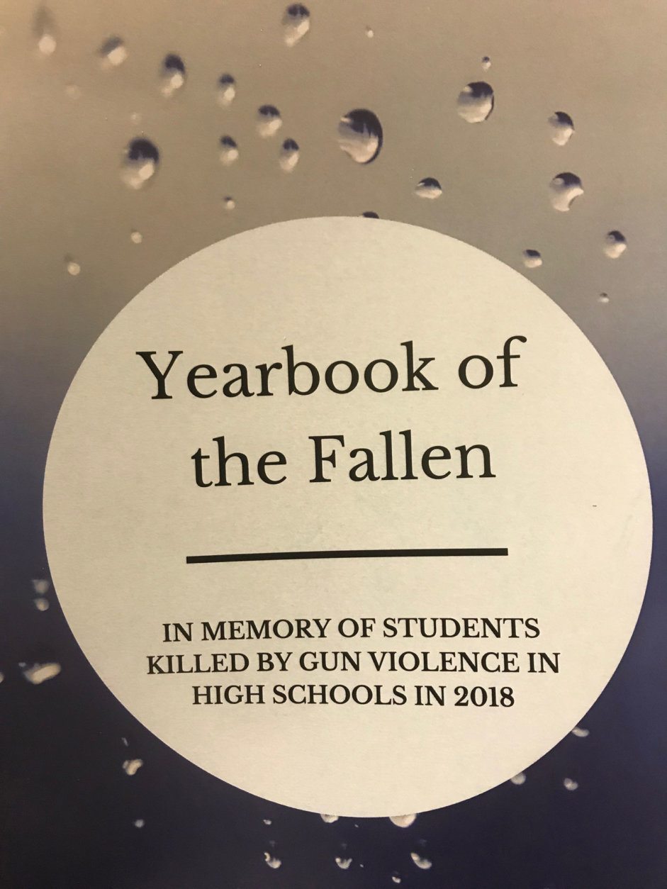 They also handed out a "Yearbook of the Fallen" at lawmakers' offices, which includes pictures of 28 students killed at schools in 2018. (WTOP/Mitchell Miller)