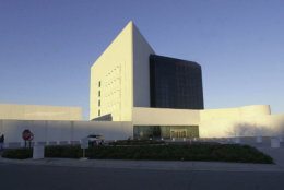 BOSTON, MA - NOVEMBER 14:  The John F. Kennedy Library and Museum, designed by architect I.M. Pei, is seen on November 14, 2003 in Boston, Massachusetts.  The library is featuring a new exhibit, "Gifts From the World to the White House:  Caroline Kennedy's Doll Collection (1961-63)," which opened November 13 and runs through April 30, 2004, featuring gifts given by dignitaries from around the world to Caroline, who was three years old when her father became president of the United States in 1961. (Photo by Michael Springer/Getty Images)