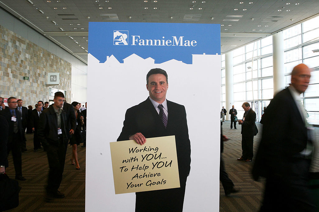 SAN FRANCISCO - OCTOBER 20:  An advertisement for mortgage broker Fannie Mae is seen at the 2008 Mortgage Banker's Association Conference and Expo October 20, 2008 in San Francisco, California. The aanual Mortgage Banker's conference runs through October 22.  (Photo by Justin Sullivan/Getty Images)
